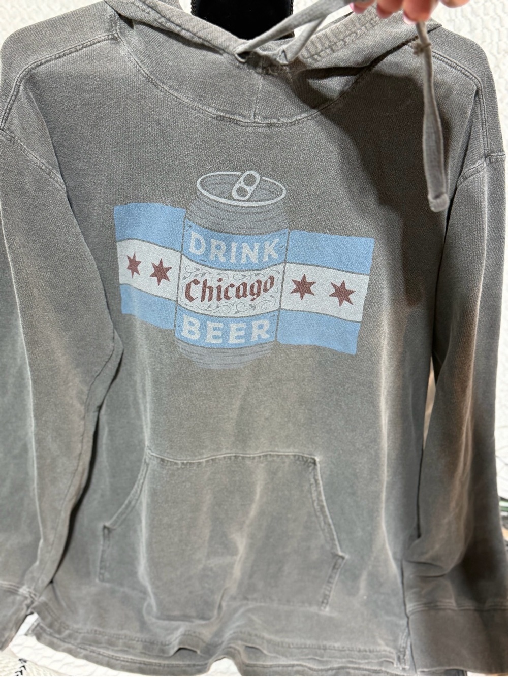 Comfort Colors Gray Chicago Beer Graphic Hoodie